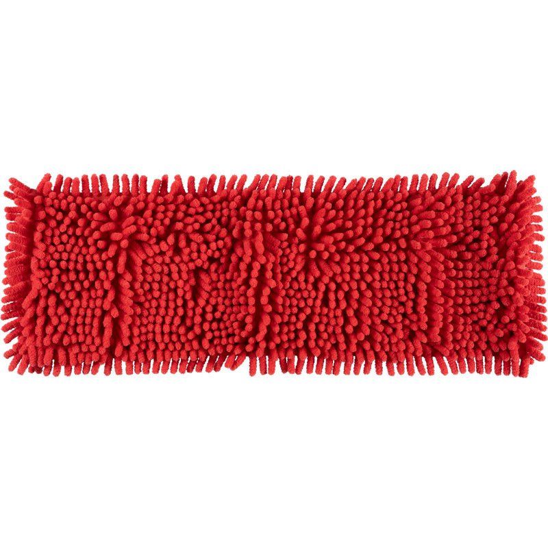Roter Chenille-Mikrofasermopp. Rechteckige Form mit dichtem, weichem Flor. Für die Reinigung von Oberflächen.