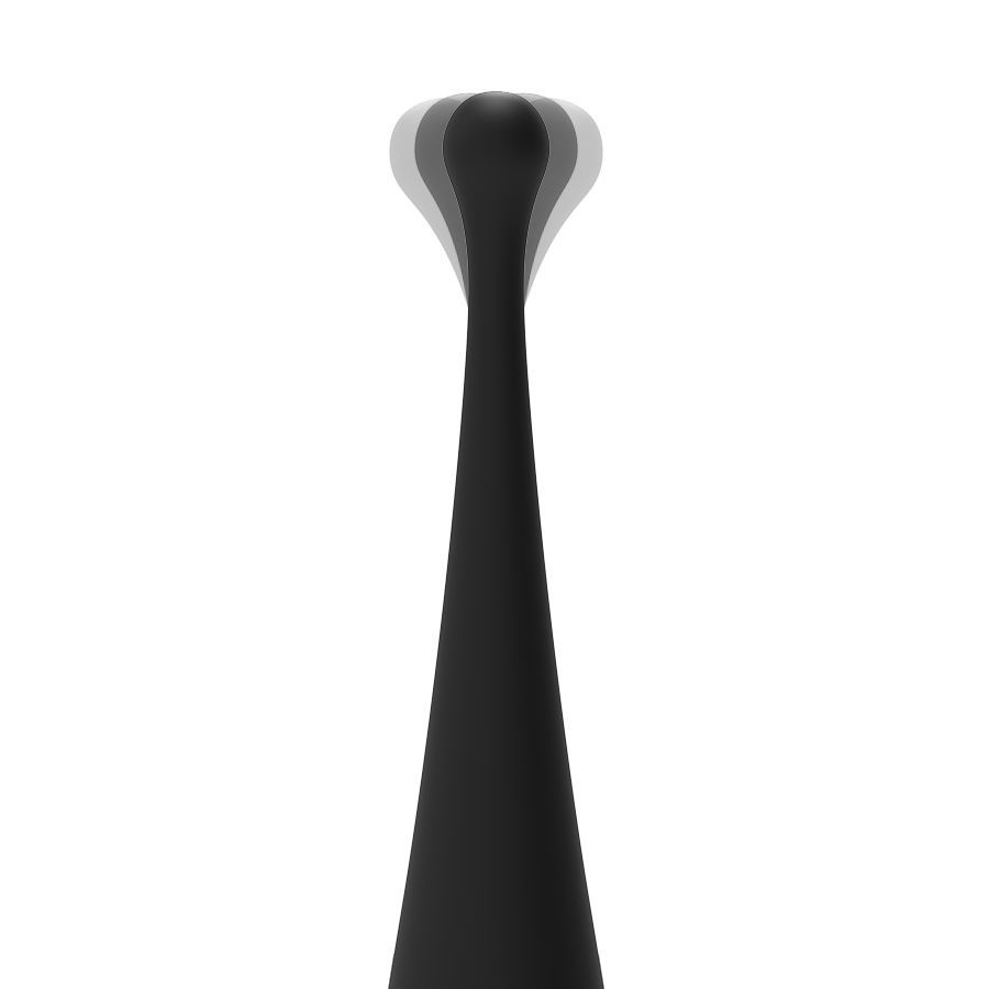 Detailansicht der Spitze eines schwarzen Vibrators.