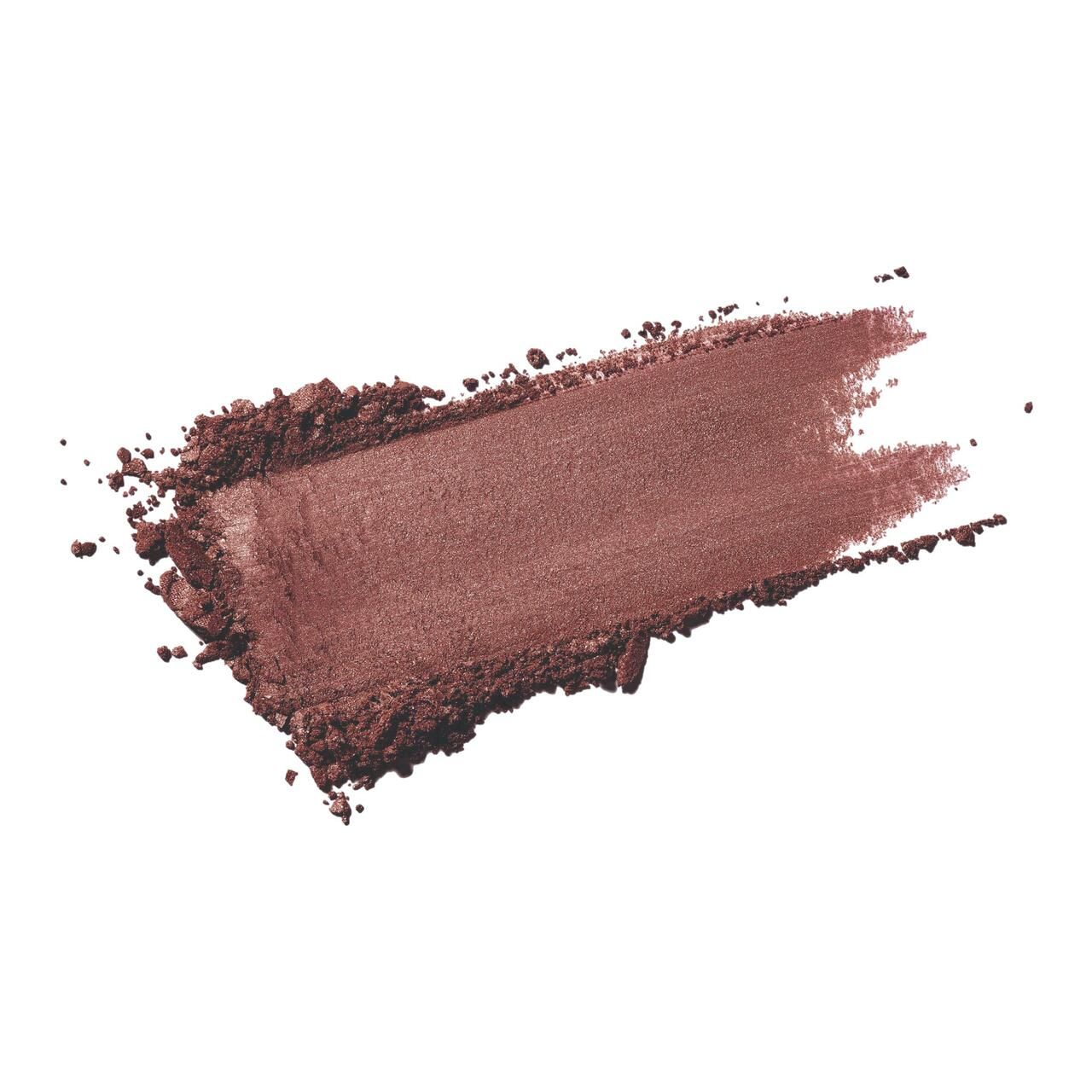 Puder-Lidschatten-Abstrich in Rosé. Textur in einem schrägen Pinselstrich. Schimmernde Farbe.