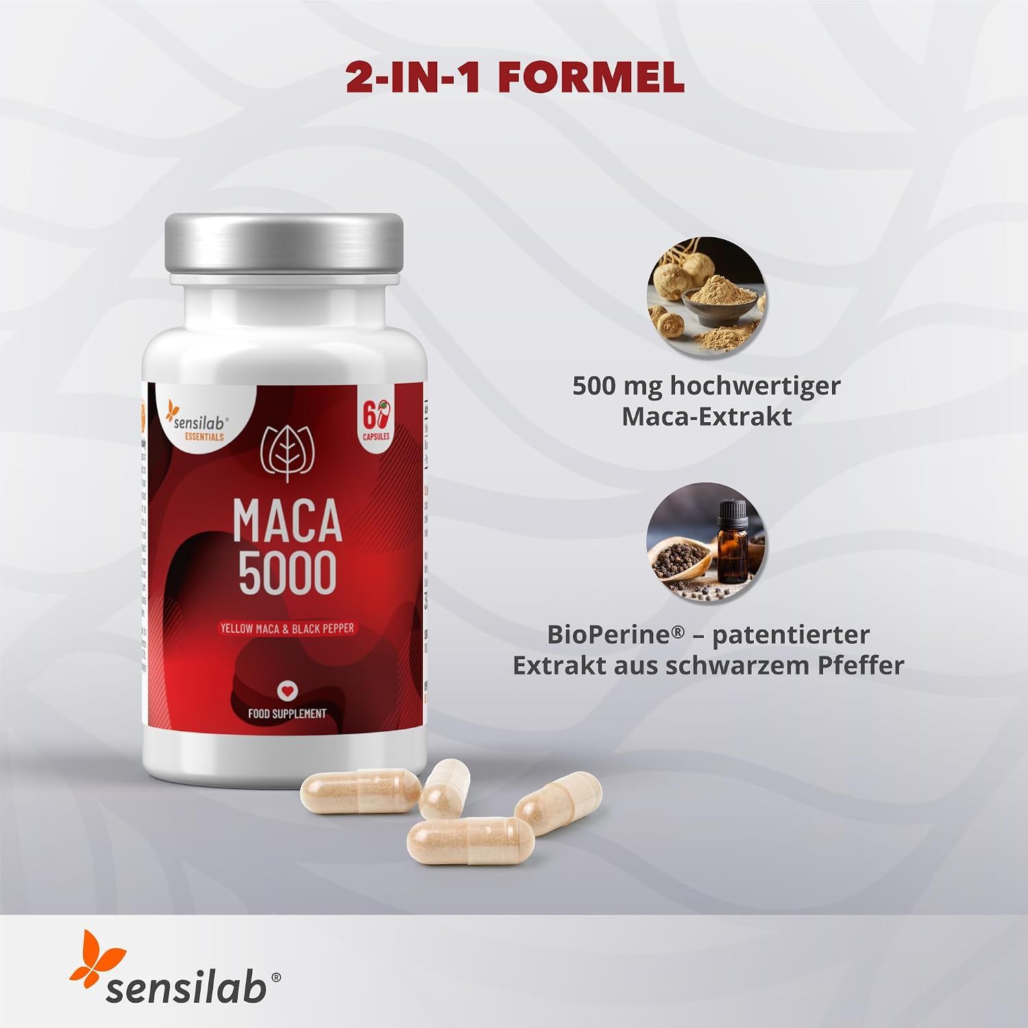 Sensilab Maca 5000 Kapseln, hochdosiert 5000 mg.