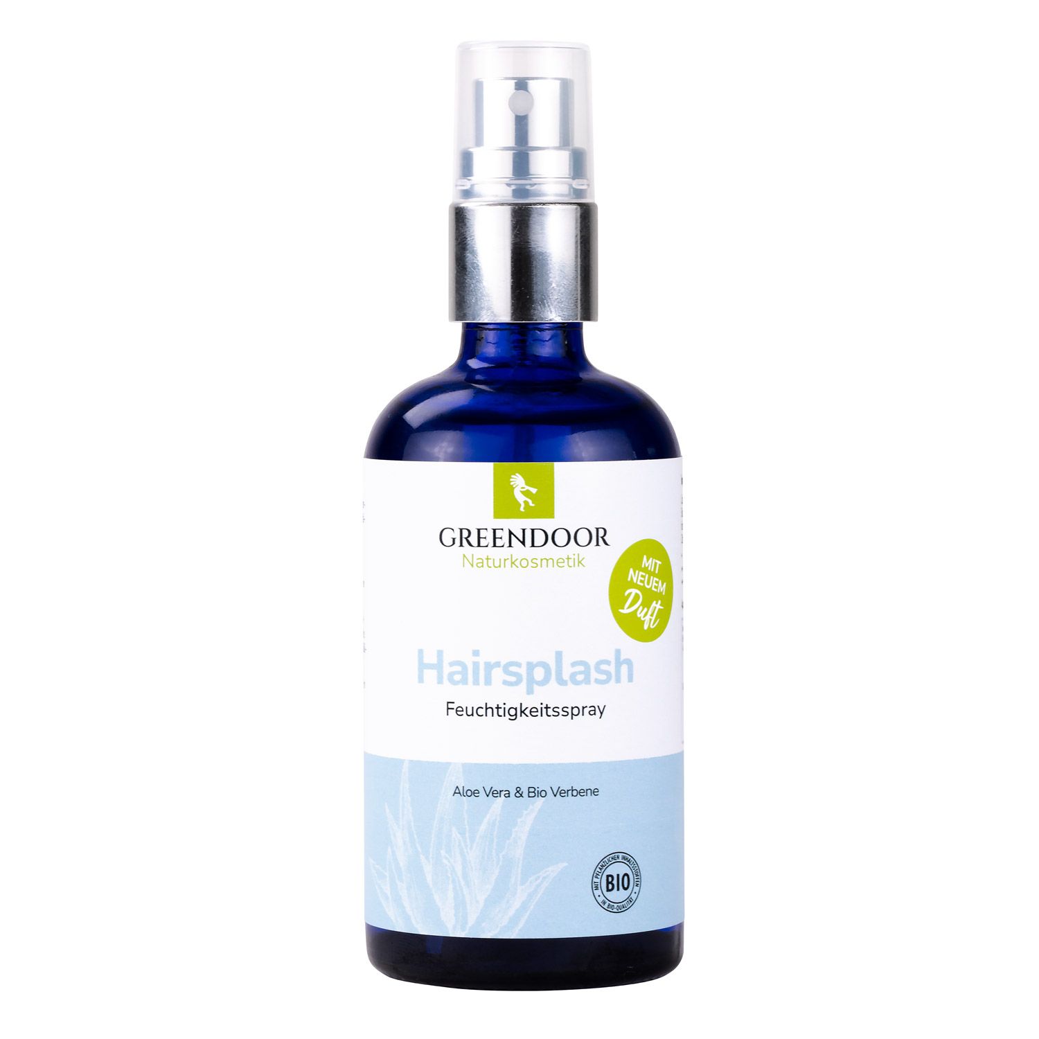 Hairsplash, Feuchtigkeitsspray für das Haar, Föhnschutz, in Blauglas Flasche