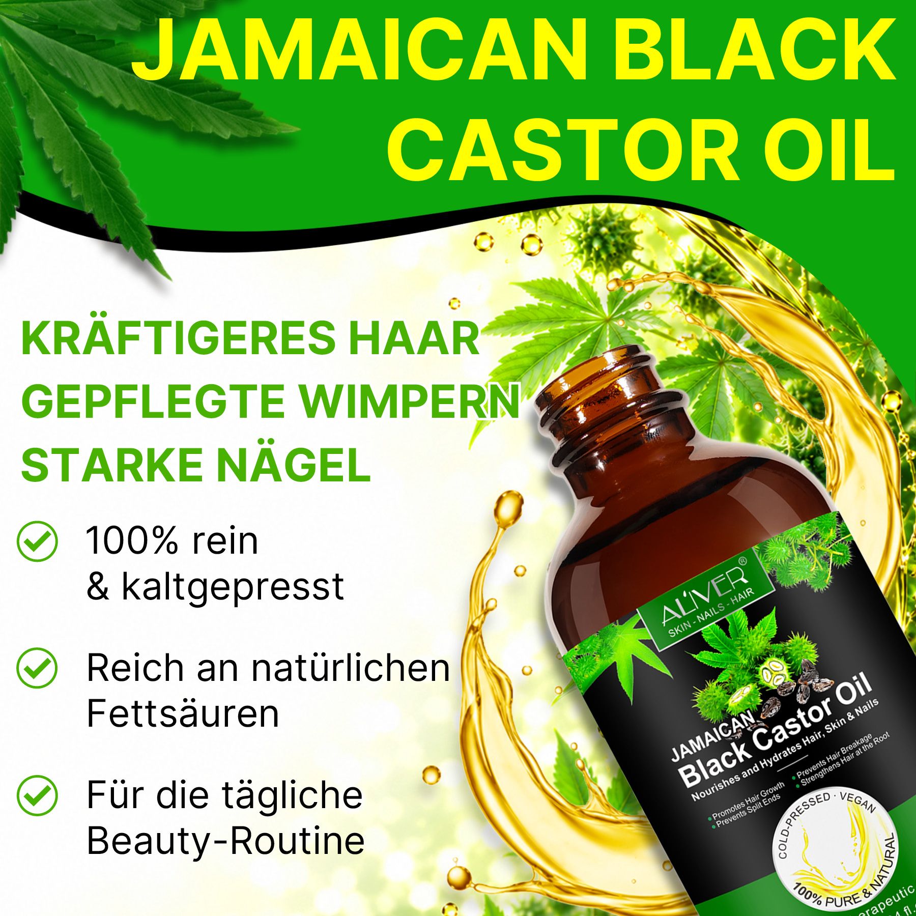ALIVER Haaröl Rizinusöl Castor Oil für Hautpflege