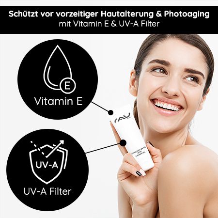 RAU Cosmetics Sonnencreme LSF50 - UVA & UVB Filter - Sunscreen SPF50 Pflege auch gegen Unreinheiten