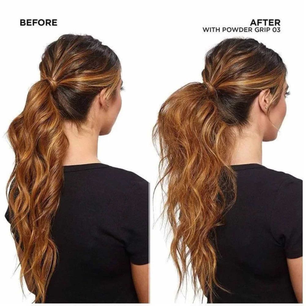 Zwei Frauen mit Pferdeschwanz. Links: Haare vor Anwendung. Rechts: Haare nach Anwendung.