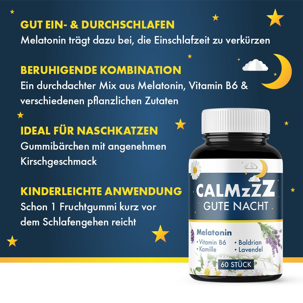 CalmZzz Gute Nacht Melatonin Gummibärchen