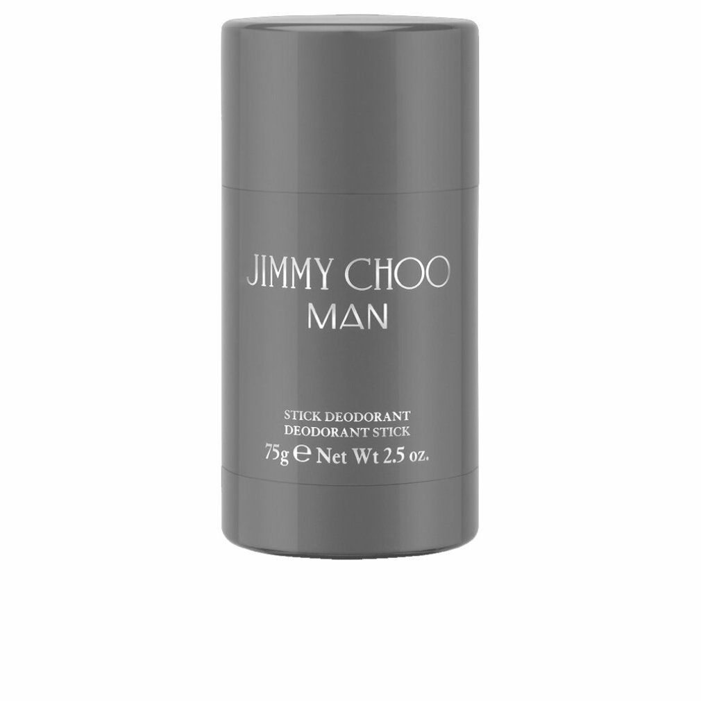 Grauer Deostift. Aufschrift: JIMMY CHOO MAN, STICK DEODORANT, 75g e Net Wt 2.5 oz.