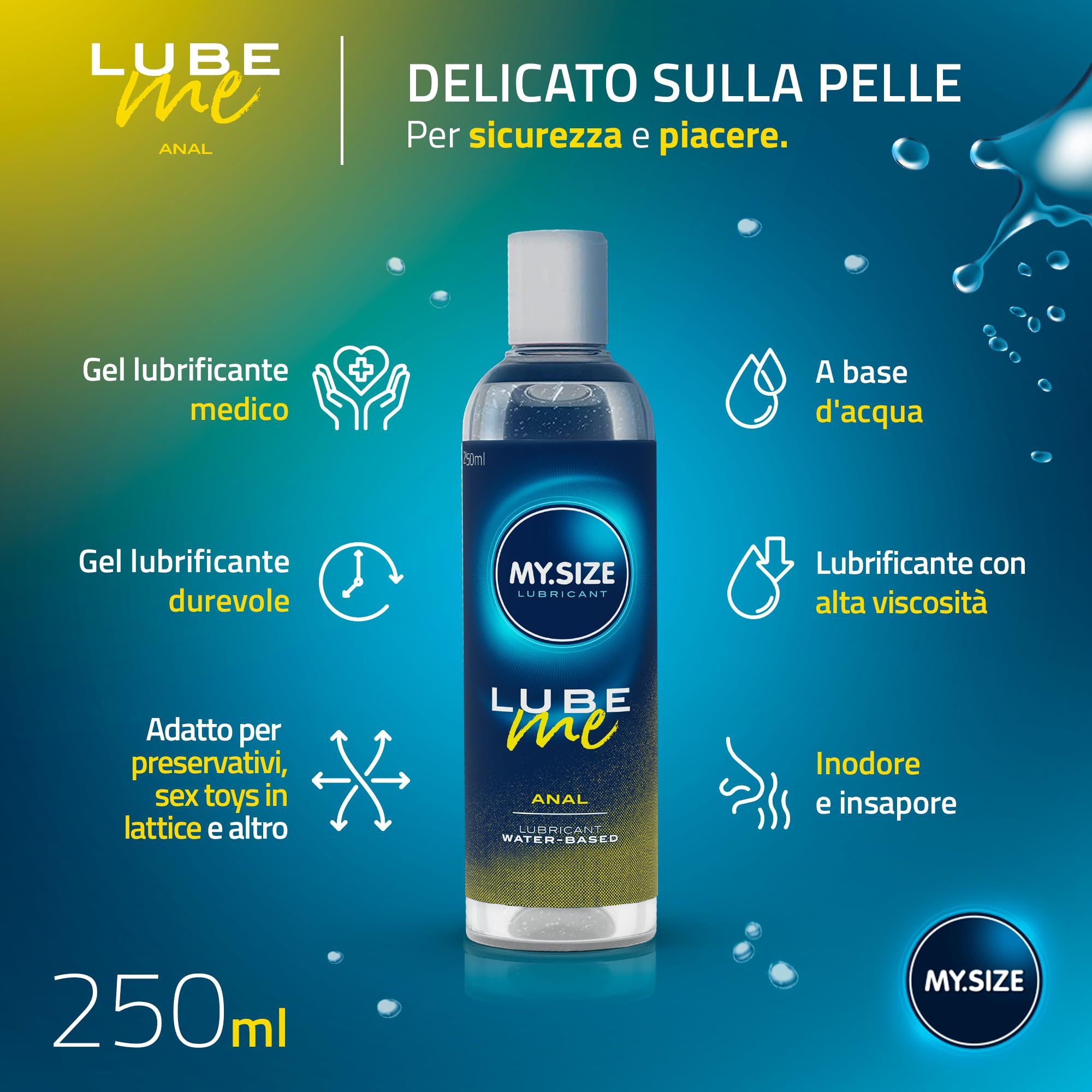 MY.SIZE LUBE ME Anal Gleitgel, 250ml Flasche. Wasserbasiert, medizinisch, geruchsneutral.