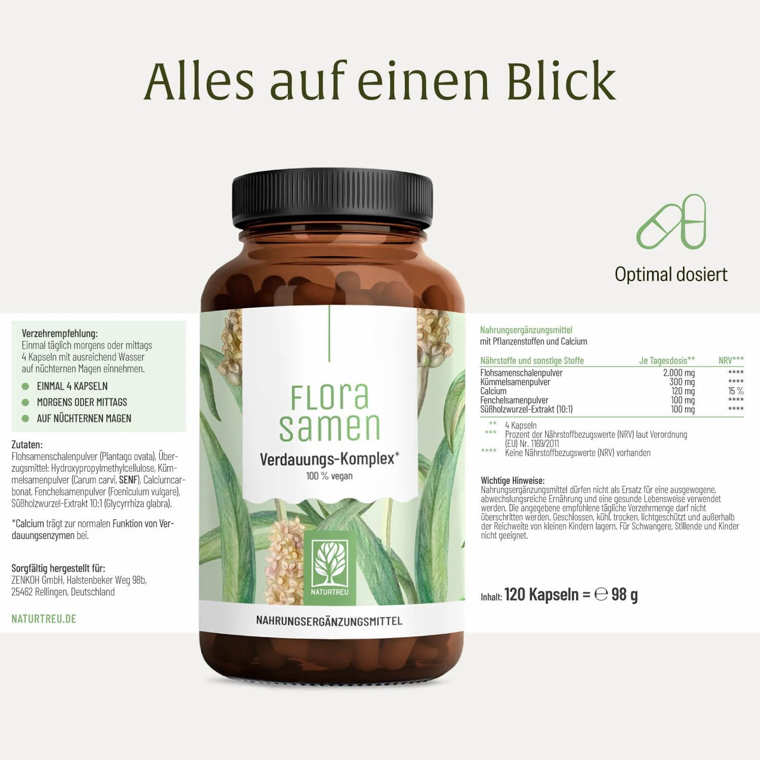Naturtreu Florasamen: Verdauungs-Komplex, 100% vegan.