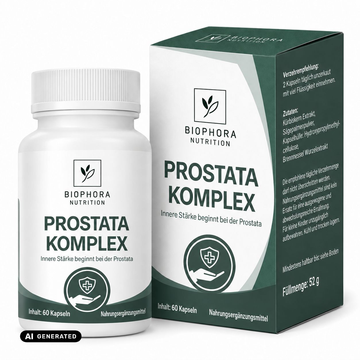Biophora Prostata Komplex Dose und Karton mit Kürbiskernextrakt.