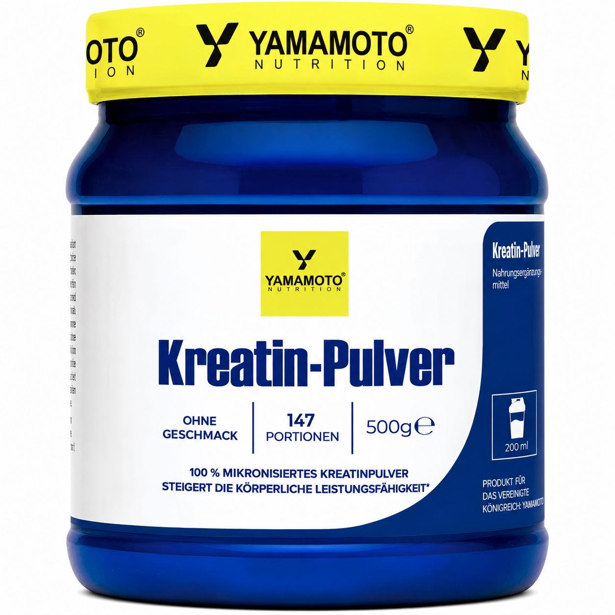 Dose Kreatin-Pulver 500g, geschmacksneutral, 147 Portionen.