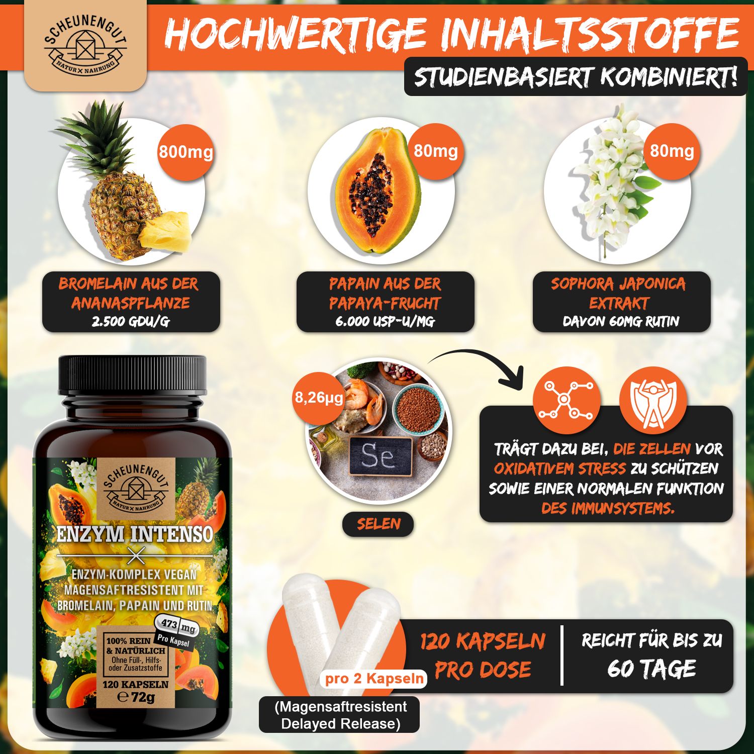 Scheunengut® Enzym Intenso I Bromelain & Papain Komplex 120 St Shop