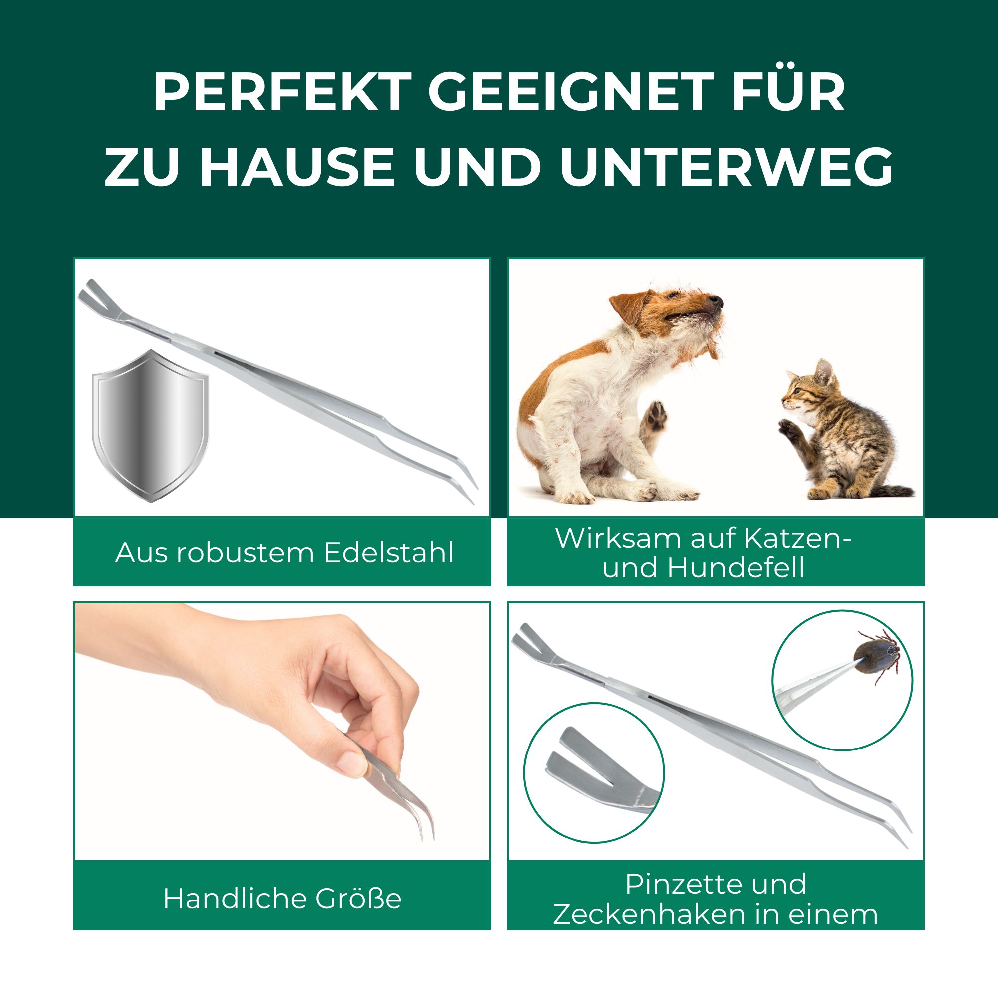 SILBERKRAFT Zeckenzange