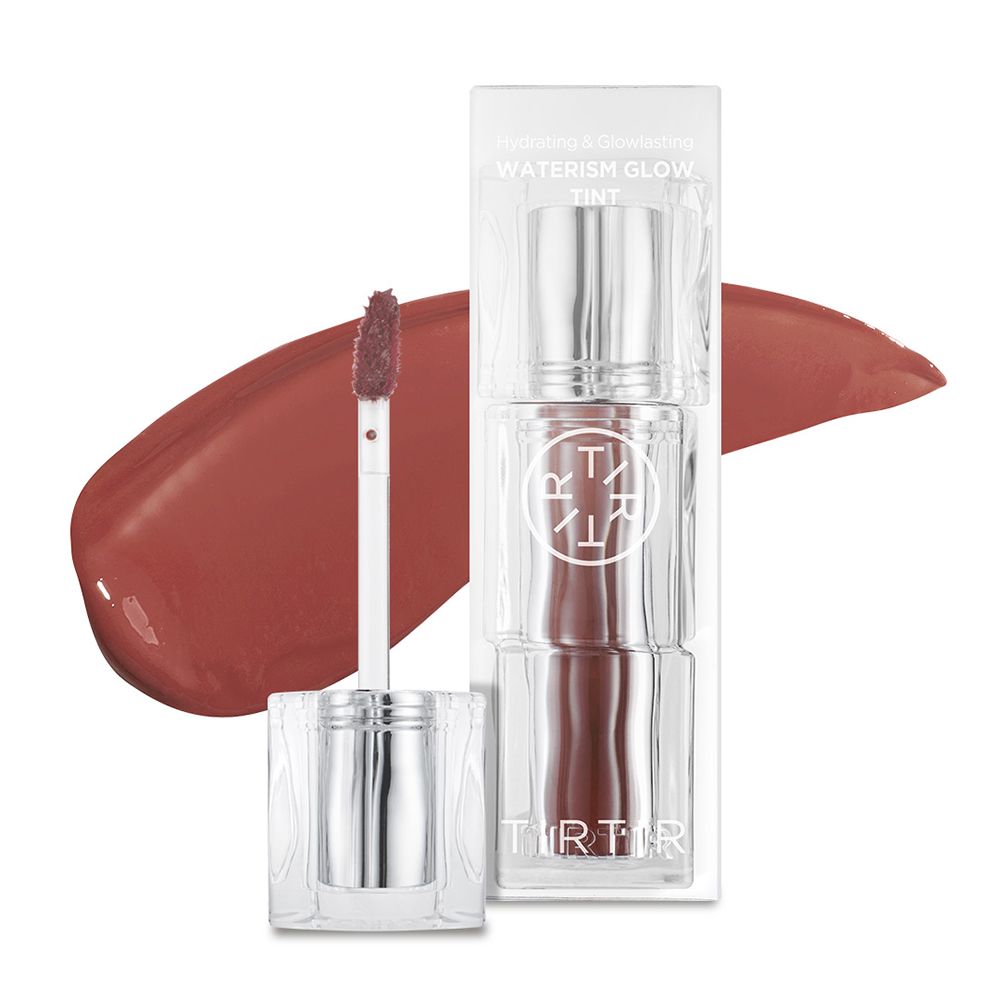 TIRTIR Waterism Glow Tint Lippenstift mit Applikator und Farbabstrich.