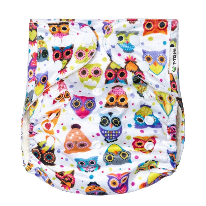 T-TOMI Höschenwindel AIO - Wickel Set Druckknöpfe Owl friends