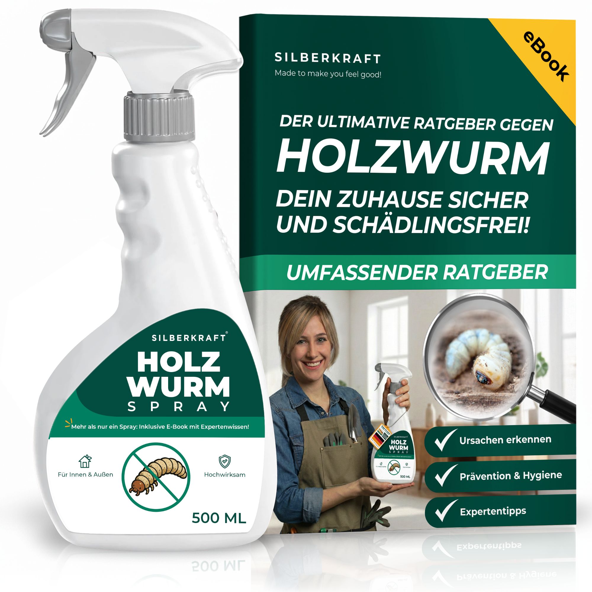 SILBERKRAFT Holzwurm Spray inkl. E-Book