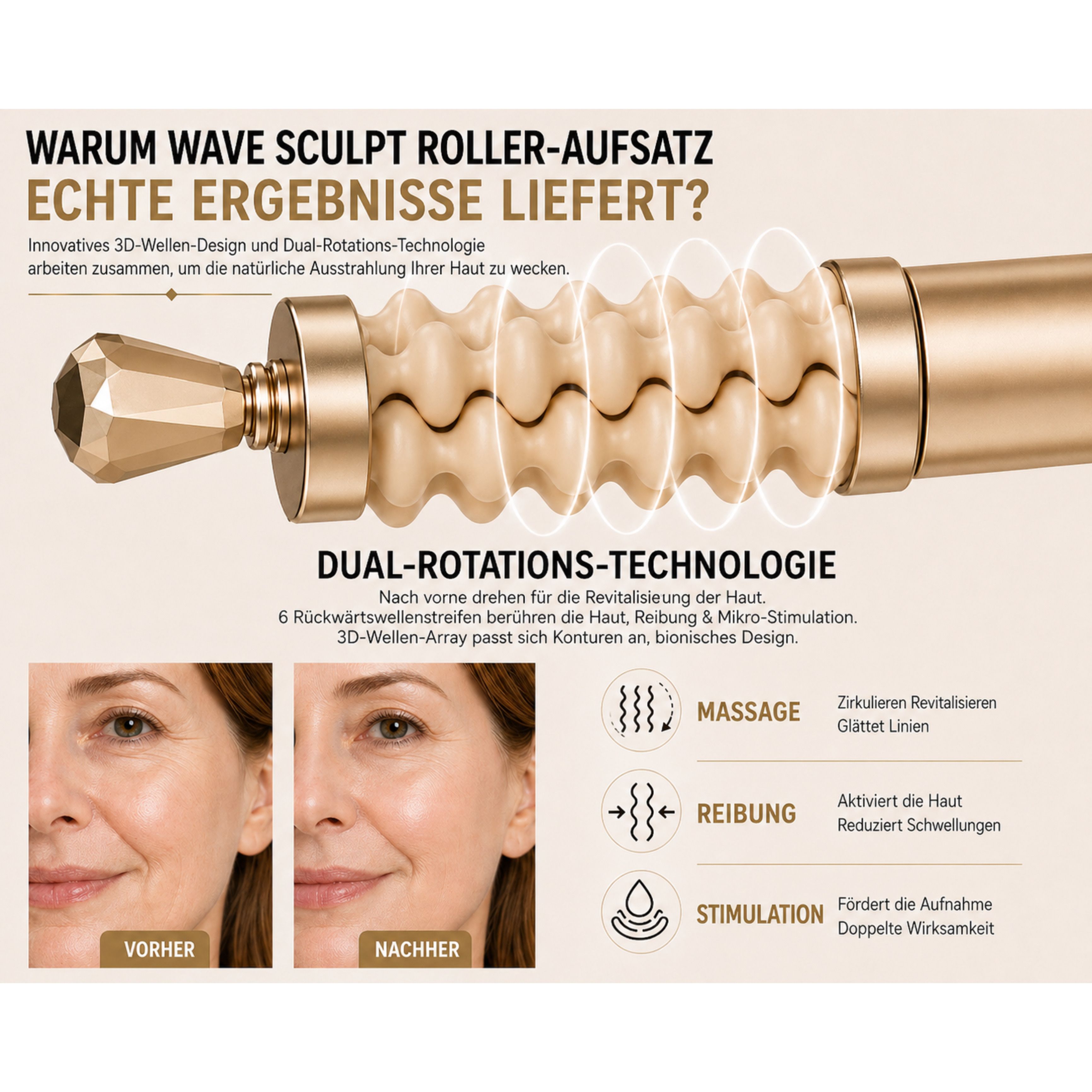 Lalano’S Cosmetics Gesichtsmassagegerät 2-in-1 Beauty Massager Sculptlift Pro