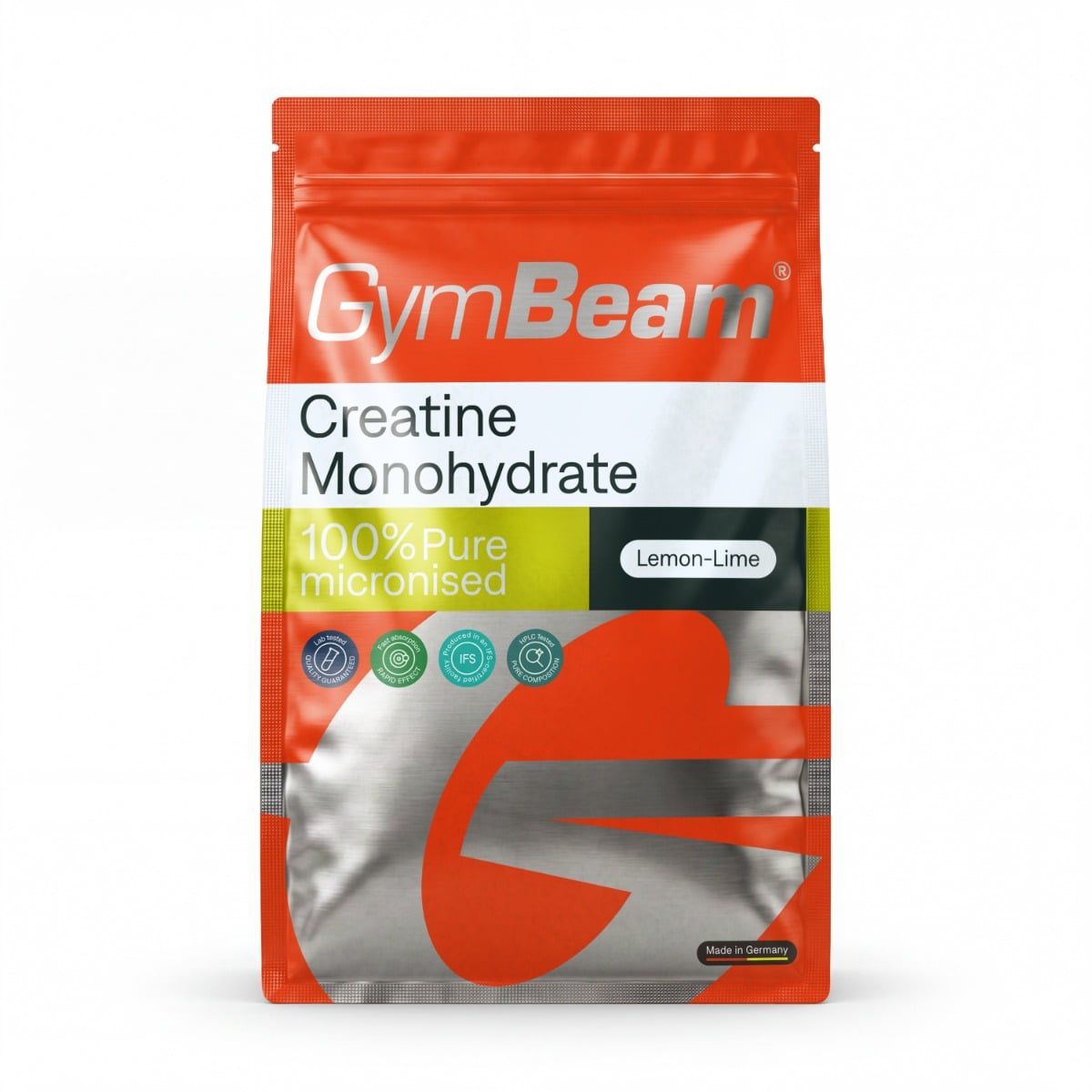 GymBeam Kreatin Monohydrat Pulver, 100% rein mikronisiert, Geschmacksrichtung Zitrone-Limette.