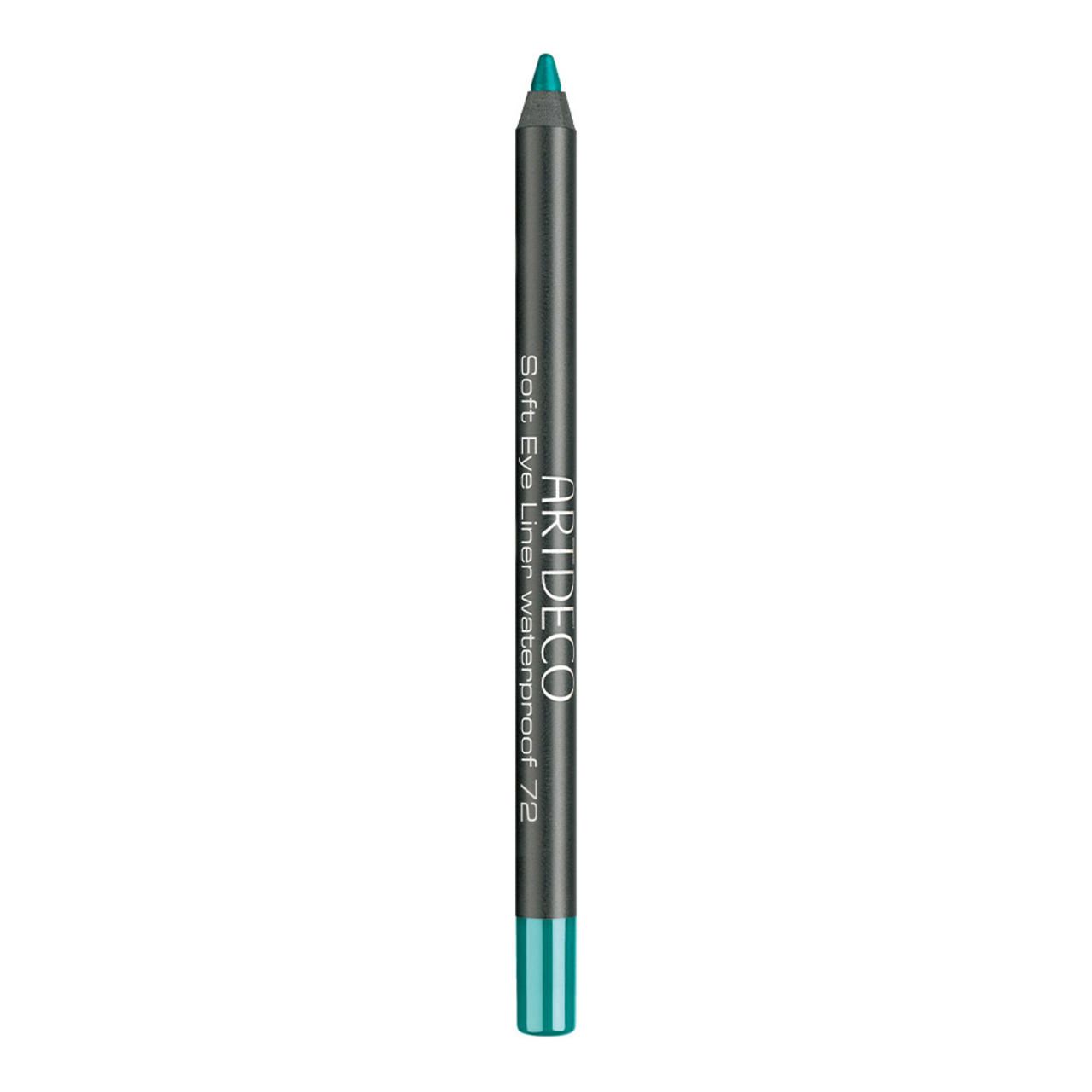 Artdeco Soft Eye Liner Waterproof 72, grüner Stift. Schwarzer Schaft mit Produktbezeichnung. Spitze und Ende in Grün.