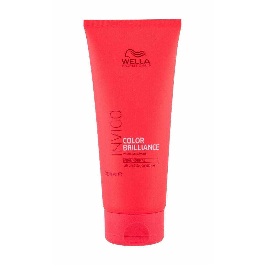 Rote Tube mit Produktnamen Invigo Color Brilliance. Text: Für feines Haar. Wella Logo. 200ml.