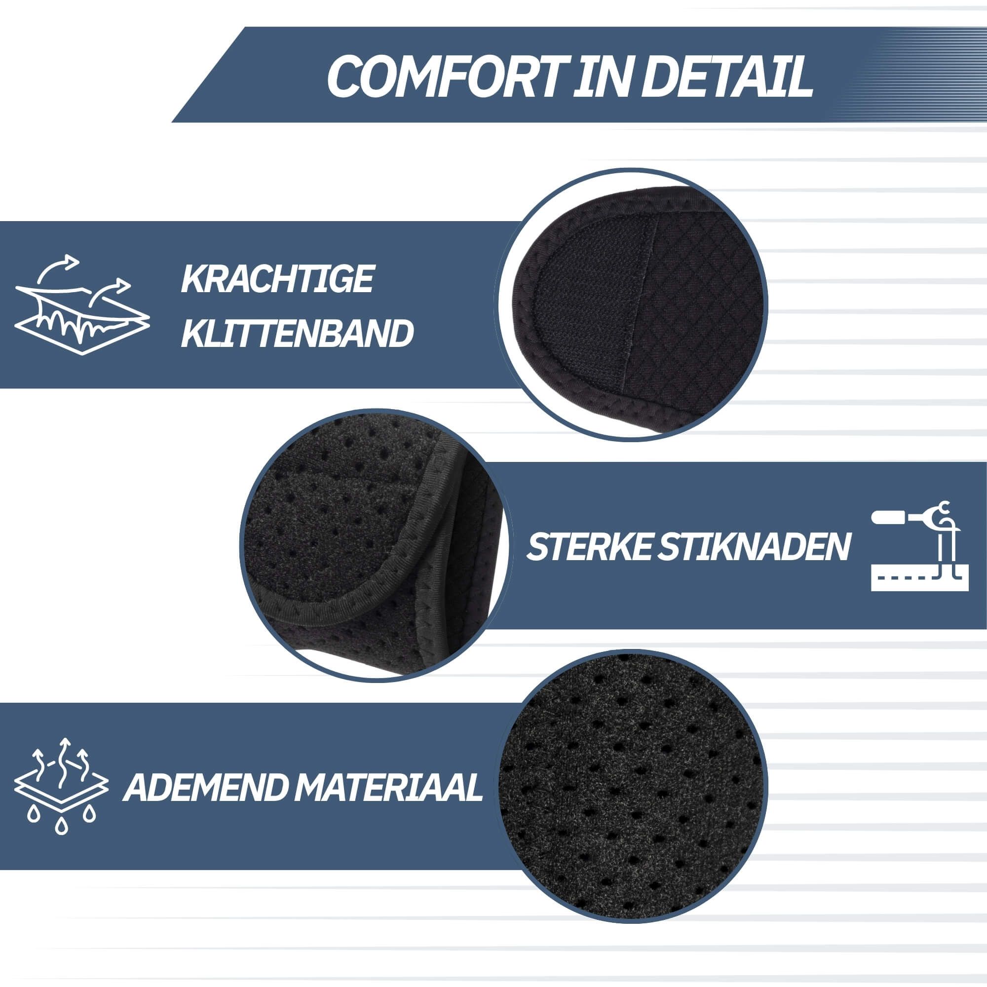 Schwarze Handgelenkbandage mit Klettverschluss und atmungsaktivem Material.