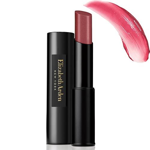 Lippenstift mit schwarzer Hülse. Auf der Hülse steht "Elizabeth Arden NEW YORK". Daneben ein Farbabstrich in Rosa.