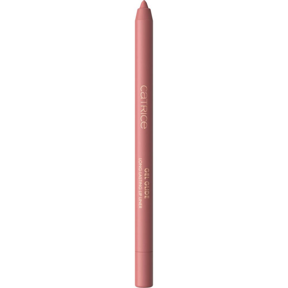 Catrice Gel Glide Lippenkonturenstift. Rosa Stift mit schwarzer Schrift. Produktname und Marke sichtbar.