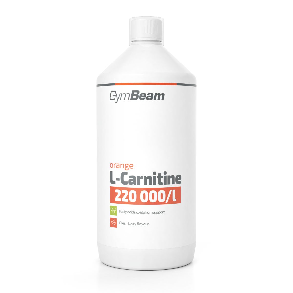 GymBeam L-Carnitin 220 000/l Konzentrat in Orange. Zuckerfrei, für Fettstoffwechselunterstützung.