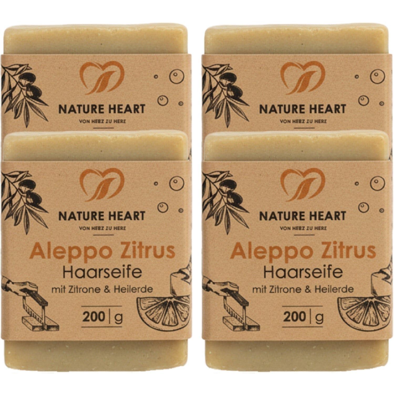 Nature Heart Aleppo Seife - Zitrus Haarseife
