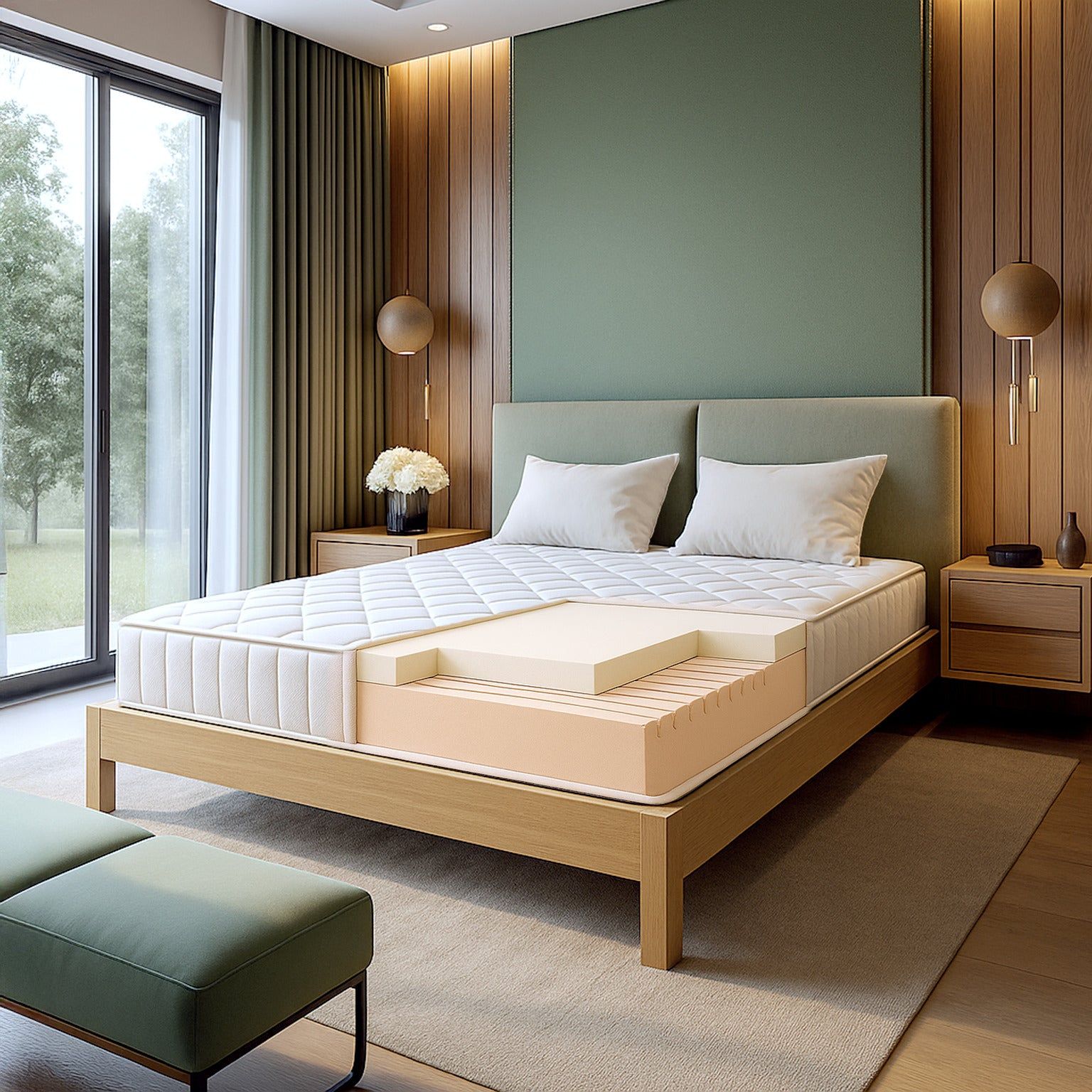 The White Stone Matratze Feuerhemmend 180x200 aus Memory Foam Höhe 20 cm | Orthopädisch
