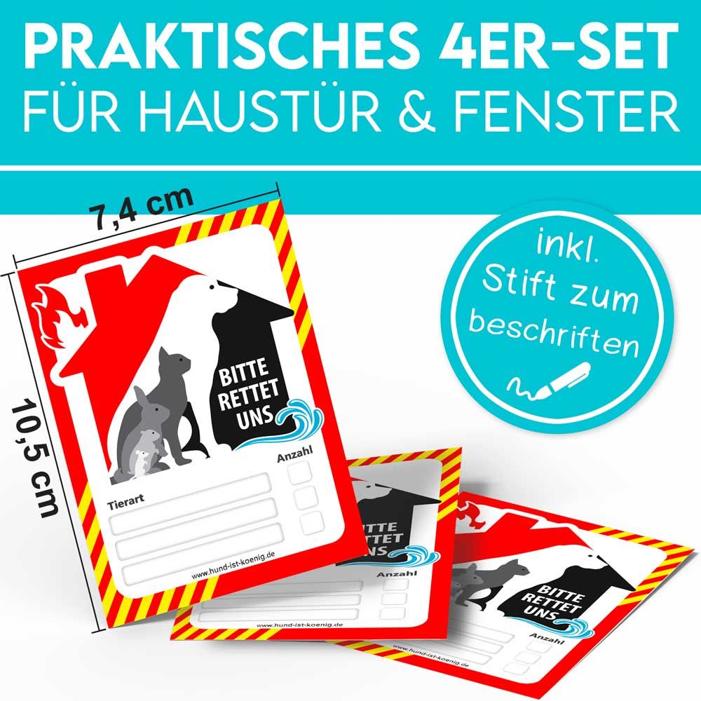 HUND IST KÖNIG® Notfall-Aufkleber zur Haustier-Rettung