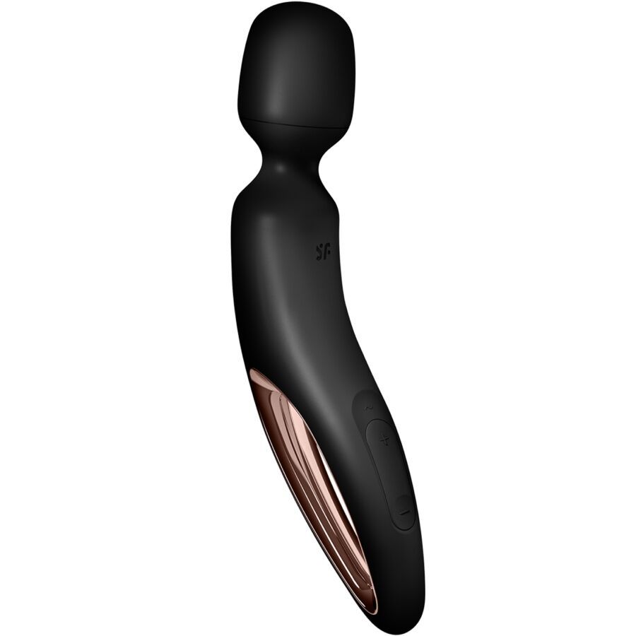 Schwarzer Stab-Massager mit rosévergoldetem Akzent und ergonomischem Griff.