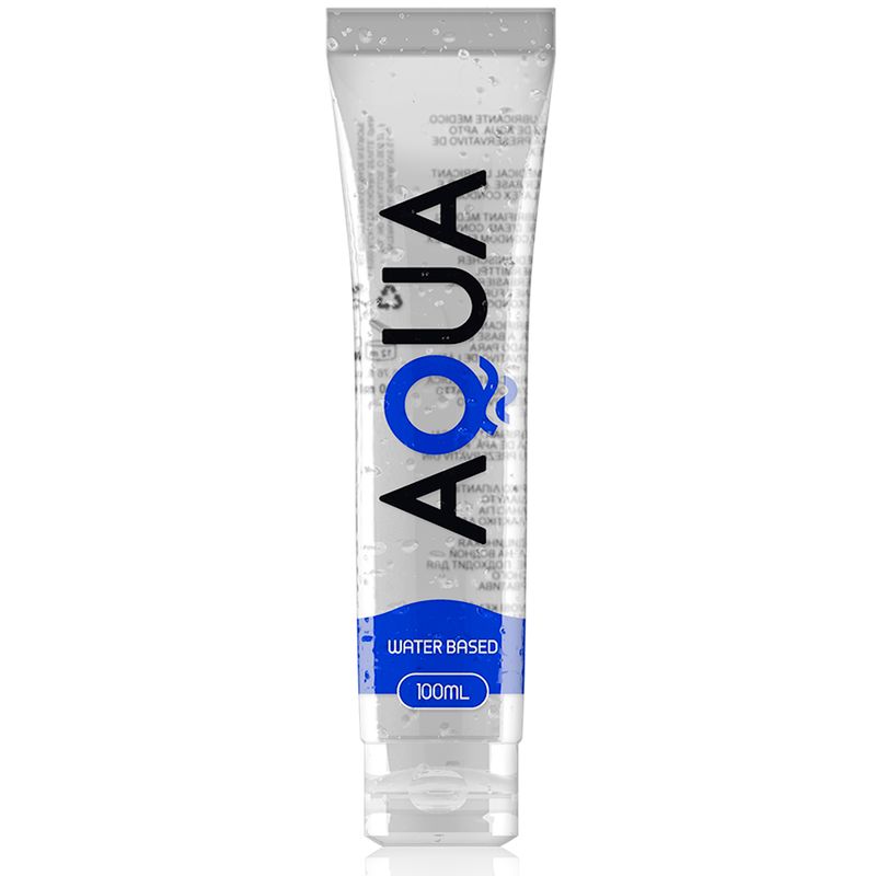 AQUA Wasserbasierte Gleitcreme in einer transparenten Tube mit blauem Etikett.