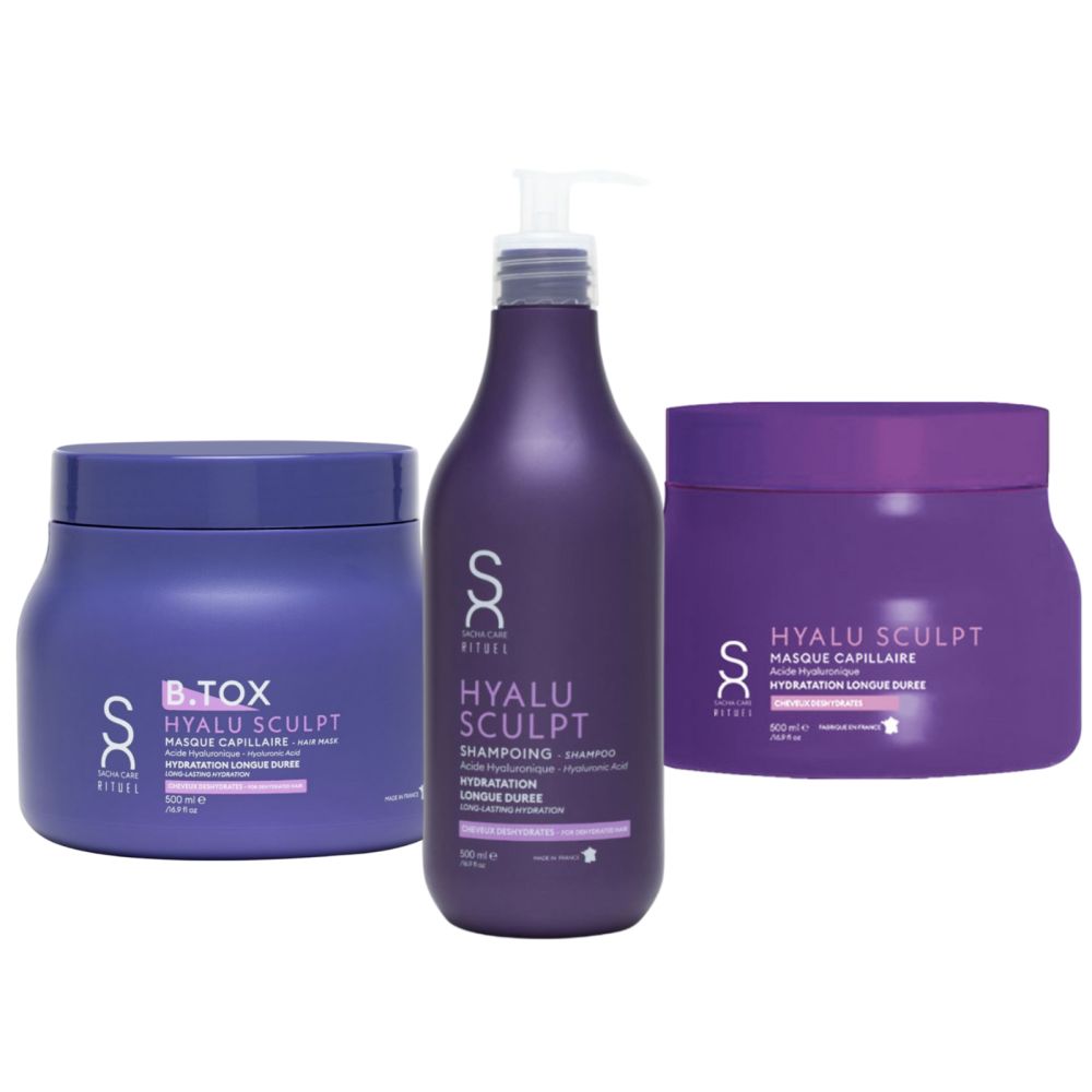 Sacha Care - Hyalu Sculpt Set - Shampoo 500 ml - Haarkur 500 ml - B-Tox 500 ml