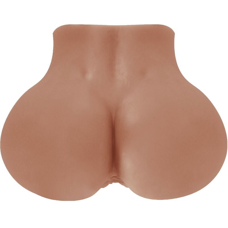 Masturbator aus hautfarbenem Material. Rückansicht. Keine sichtbaren Öffnungen. Glatte Oberfläche.