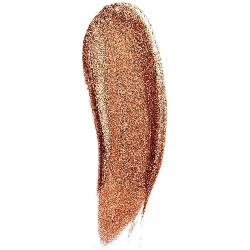 Bronzefarbener Lipgloss-Swirl mit Glitzer. Auf weißem Hintergrund.