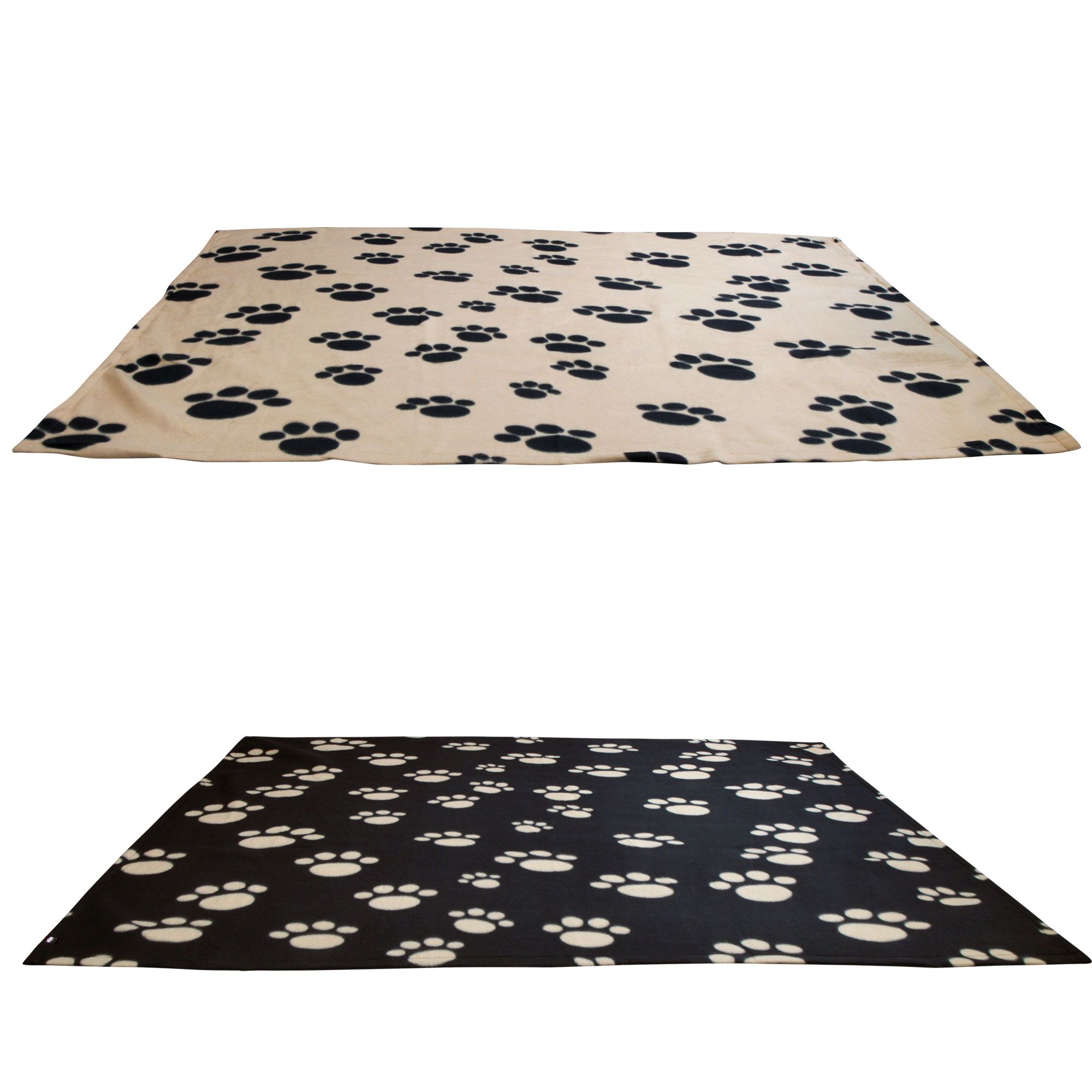 Knüller - Kuschel - Decke - Decken -  Hundedecke -  waschb.b.30°C  - schwarz mit beigen Pfoten