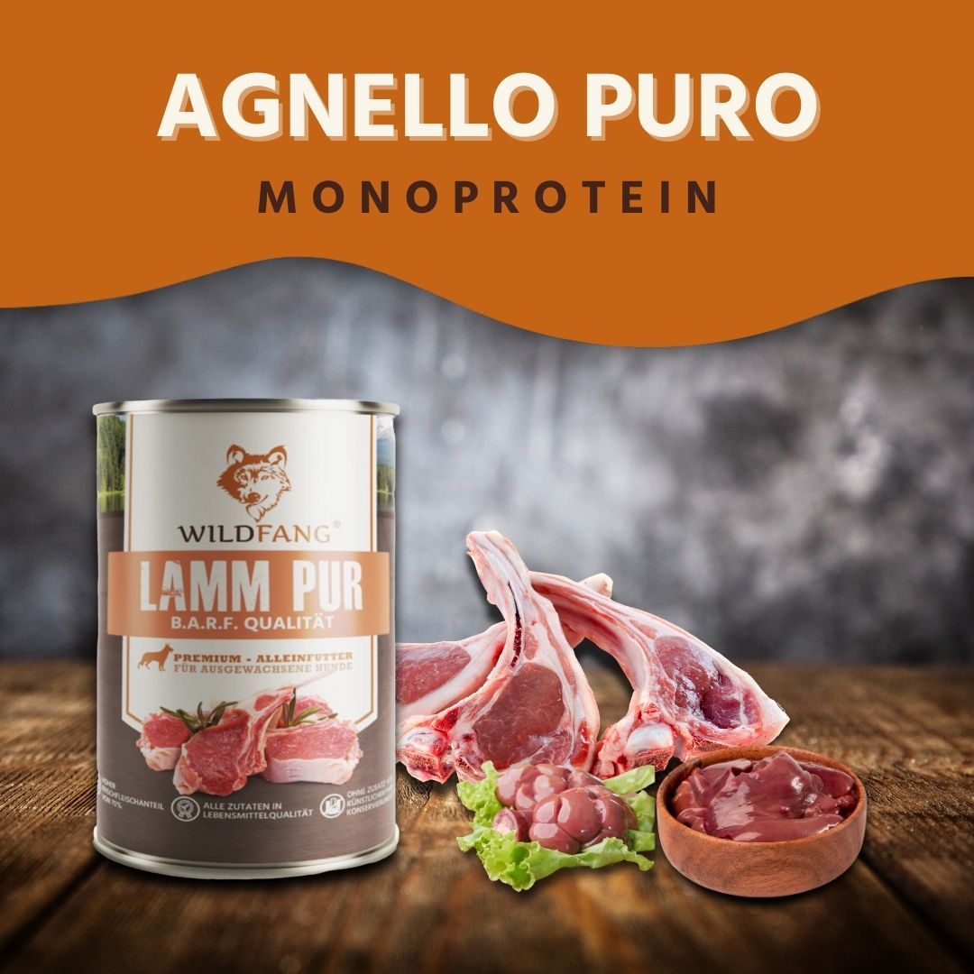 Dose Nassfutter Lamm pur, BARF Qualität, mit Lammfleisch und Innereien.