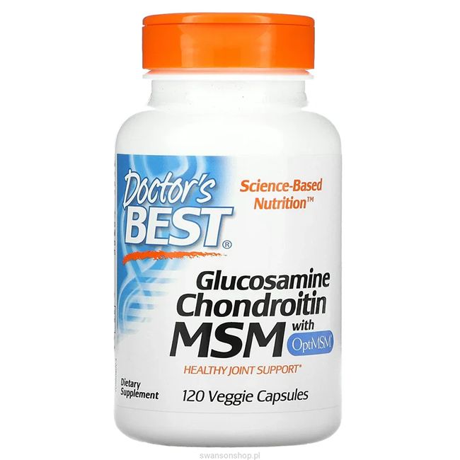 Doctor's Best Glucosamine Chondroitin MSM Flasche mit 120 vegetarischen Kapseln für gesunde Gelenke.