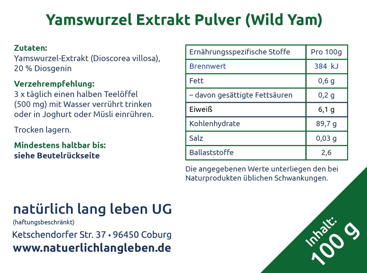 Nahaufnahme der Rückseite einer Produktverpackung. Text: Zutaten, Nährwerttabelle, Verzehrempfehlung, Mindesthaltbarkeit. Inhalt: 100 g.