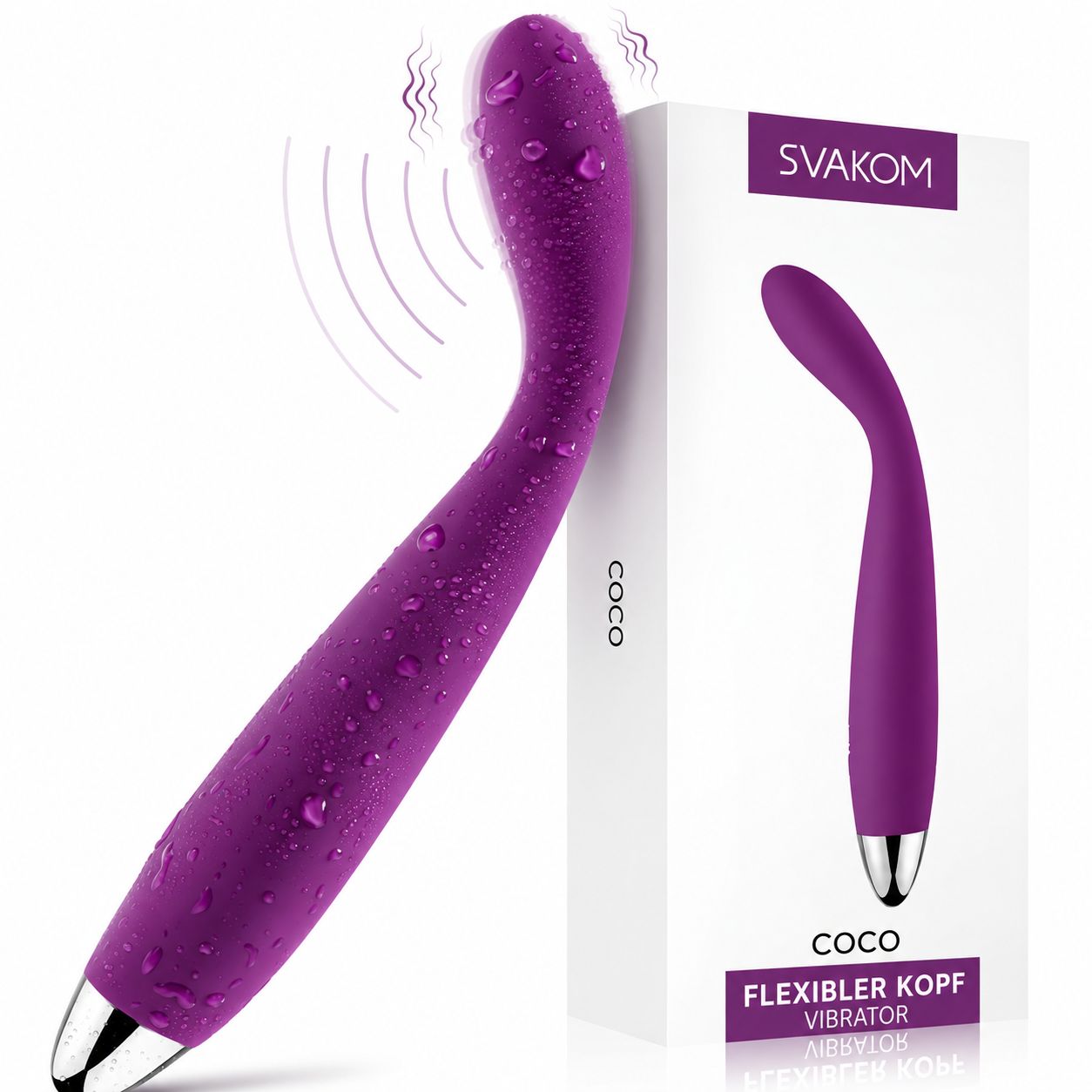 Lila Vibrator mit flexiblem Kopf, SVAKOM Marke, Modell COCO.