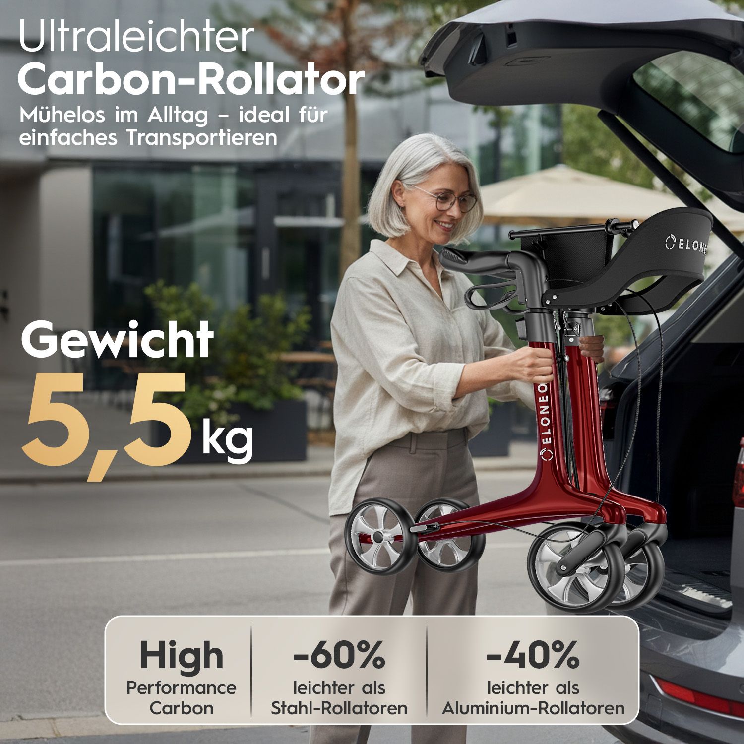 ELONEO Carbon Rollator - L
