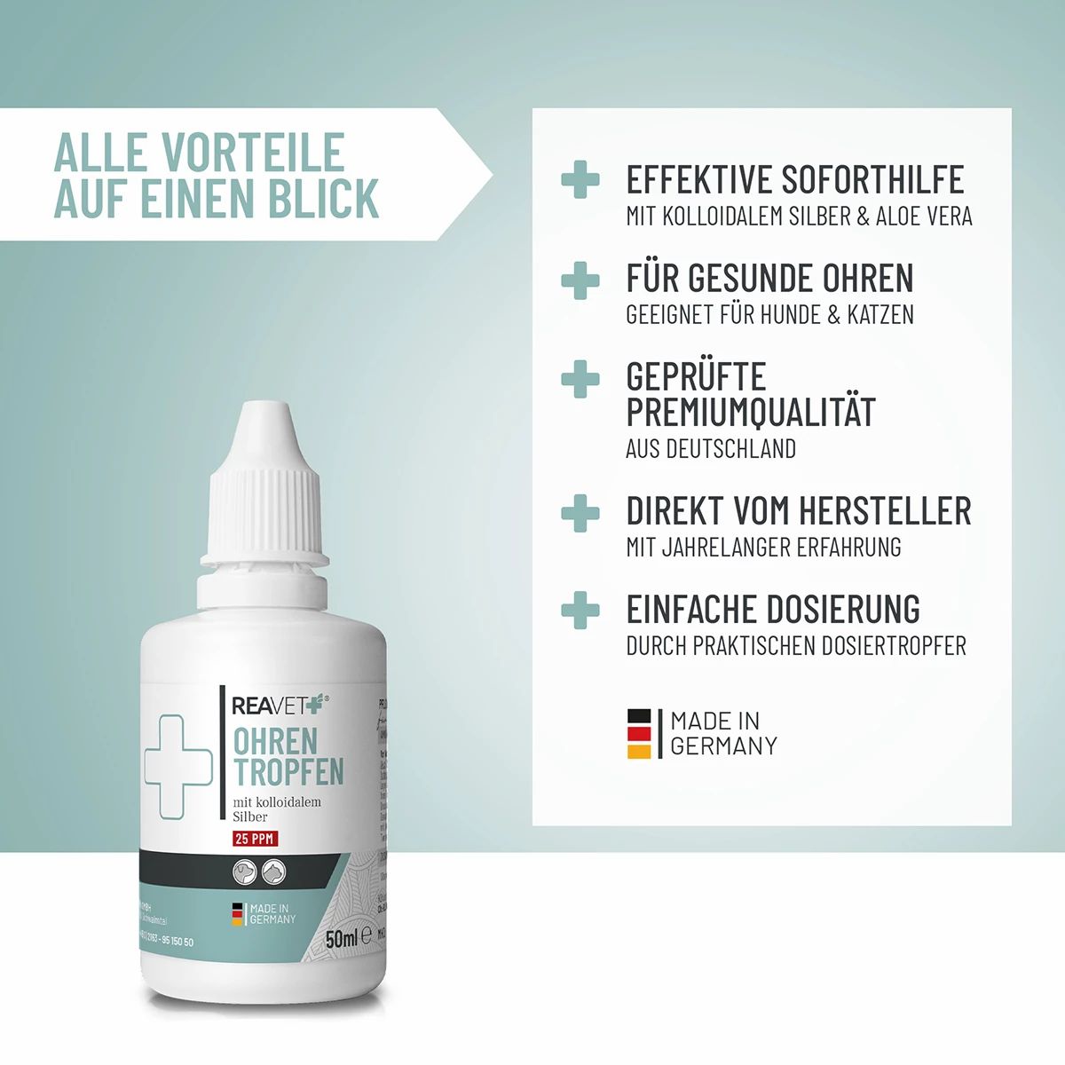 Ohrentropfen mit kolloidalem Silber - ReaVET