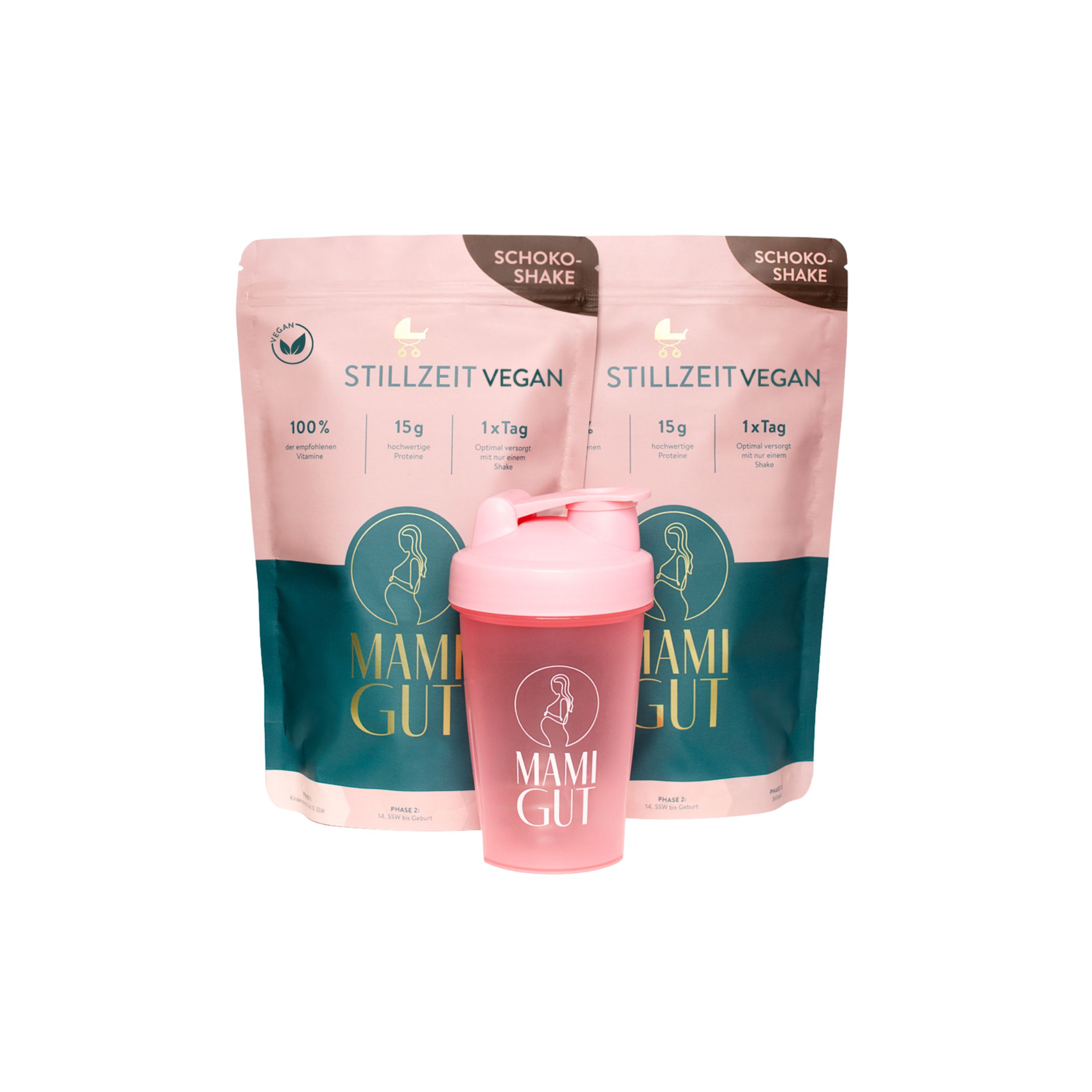 MamiGut Stillzeit Vegan Monatspaket + Shaker, Schoko
