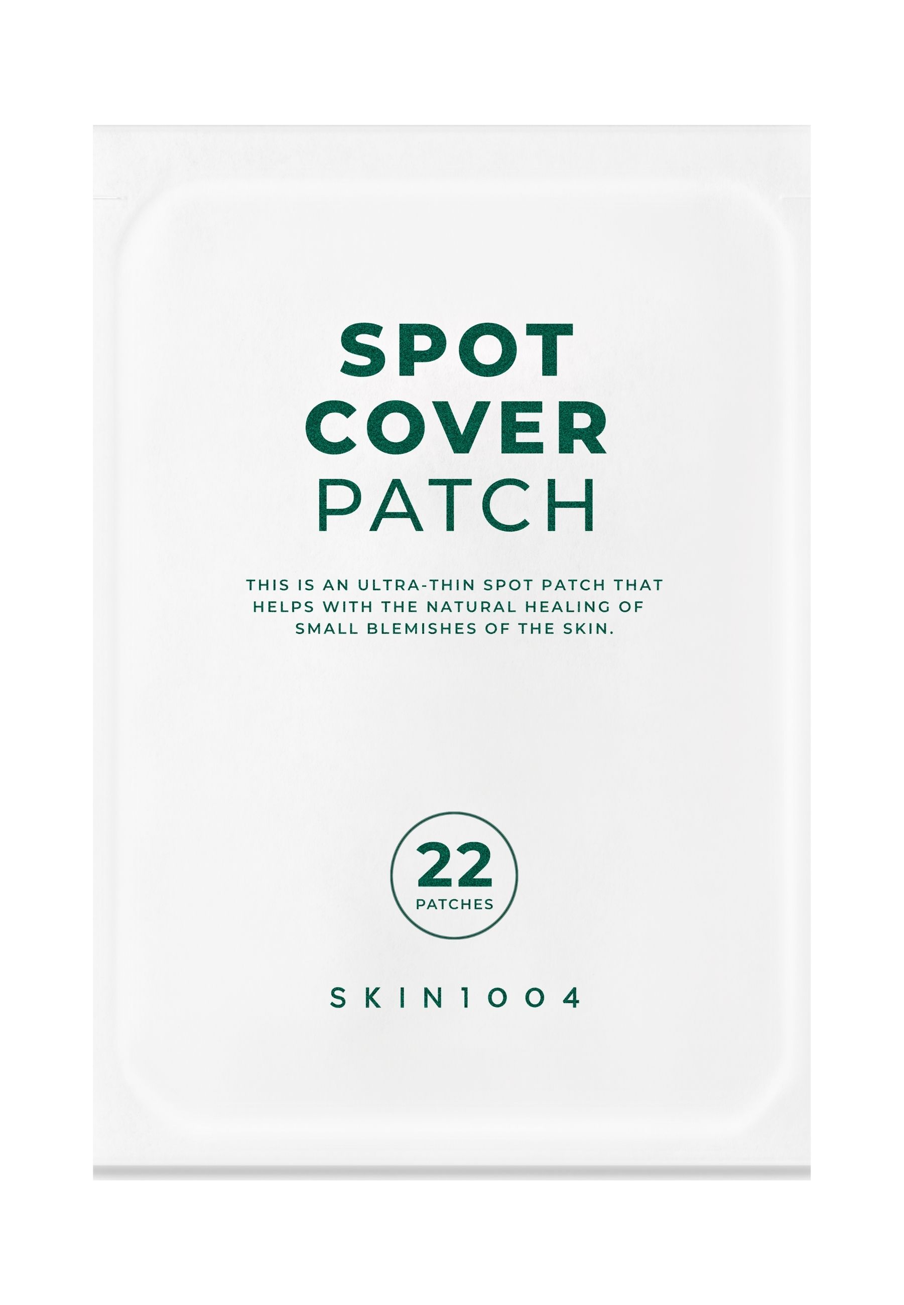 Weiße Verpackung mit Aufdruck „SPOT COVER PATCH“. Enthält 22 Patches. Marke: SKIN1004. Text: Ultra-dünnes Patch.
