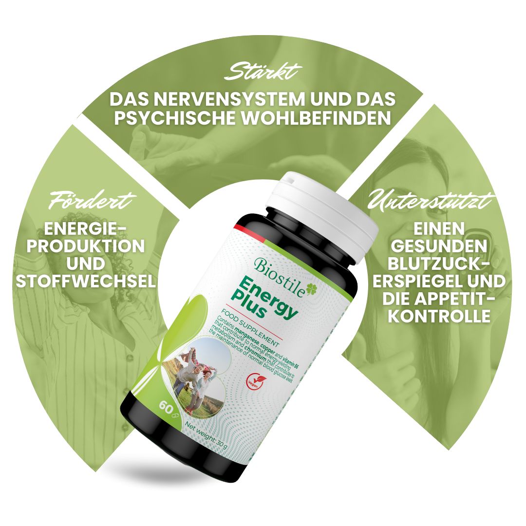 Biostile Energie Plus stärkt Nervensystem und Wohlbefinden, fördert Energie und Stoffwechsel.