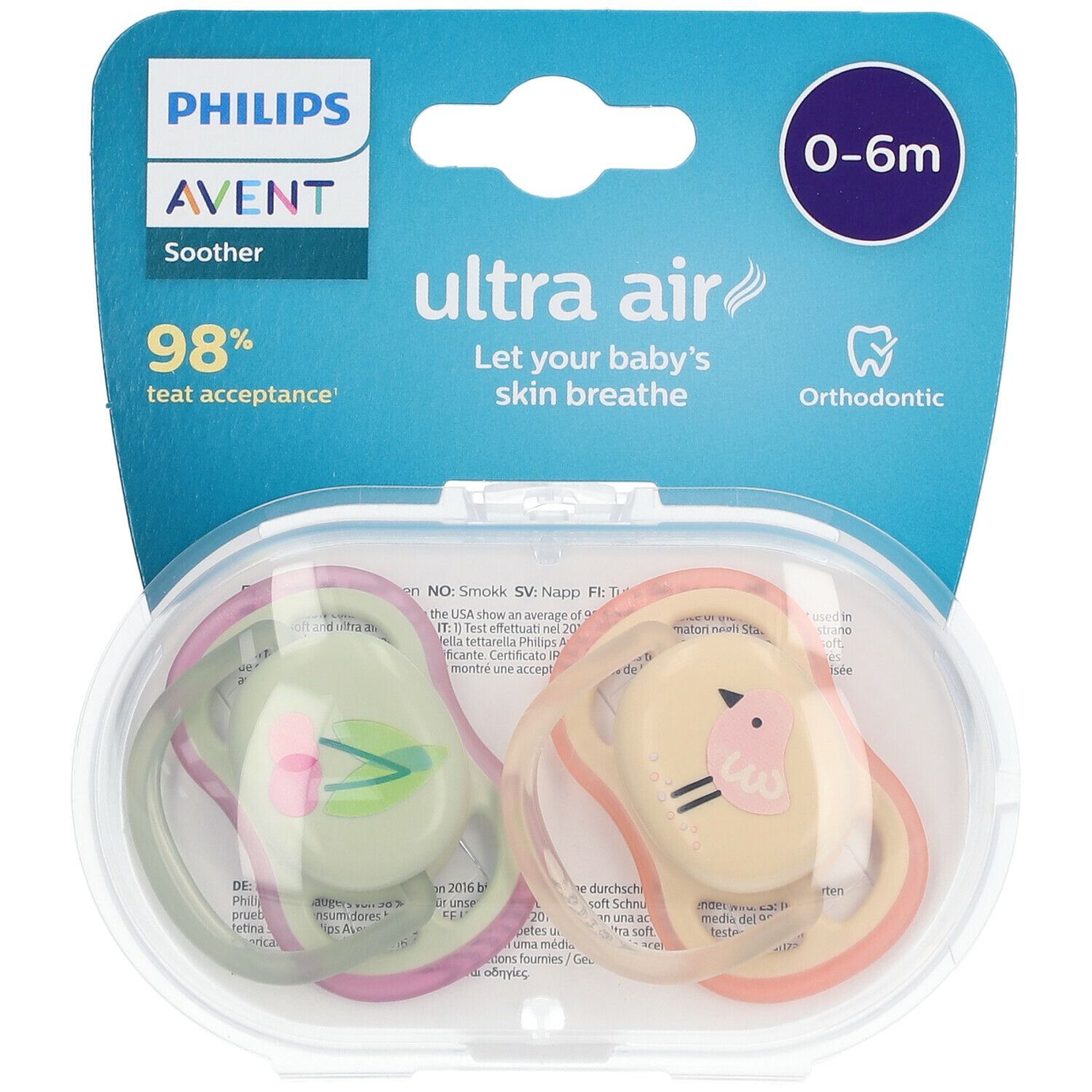 PHILIPS Avent Ultra Air Schnuller 0-6 Monate, Vogel/ Kirsche