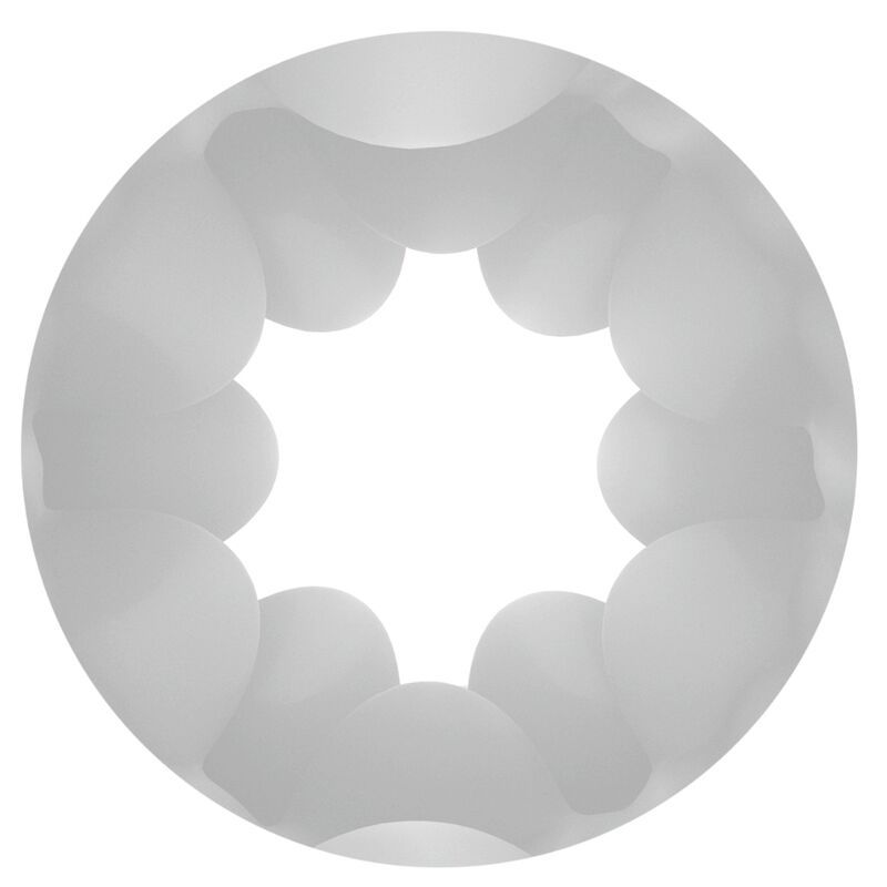 Nahaufnahme des Produkts, Blick in die Öffnung. Runde Form mit inneren Strukturen.