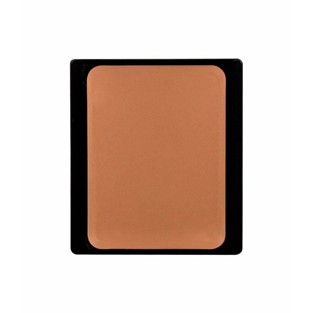 Kompakt-Make-up in einem schwarzen Behälter. Die Farbe ist ein warmer, mittlerer Braunton.