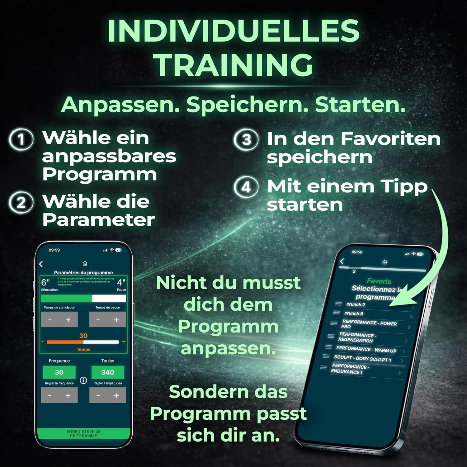 TESMED X-Pulse kabelloser EMS/TENS-Elektrostimulator mit App, 2 Geräte, 130 Intensitätsstufen