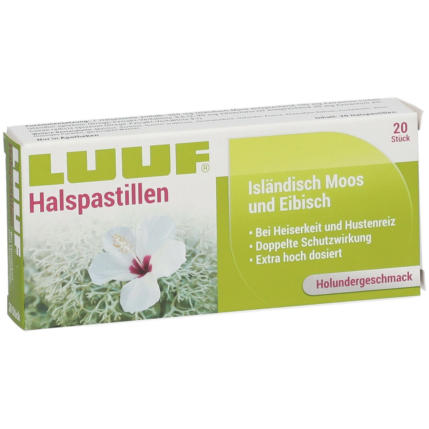 LUUF® Halspastillen mit Isländisch Moos und Eibisch - Holunder